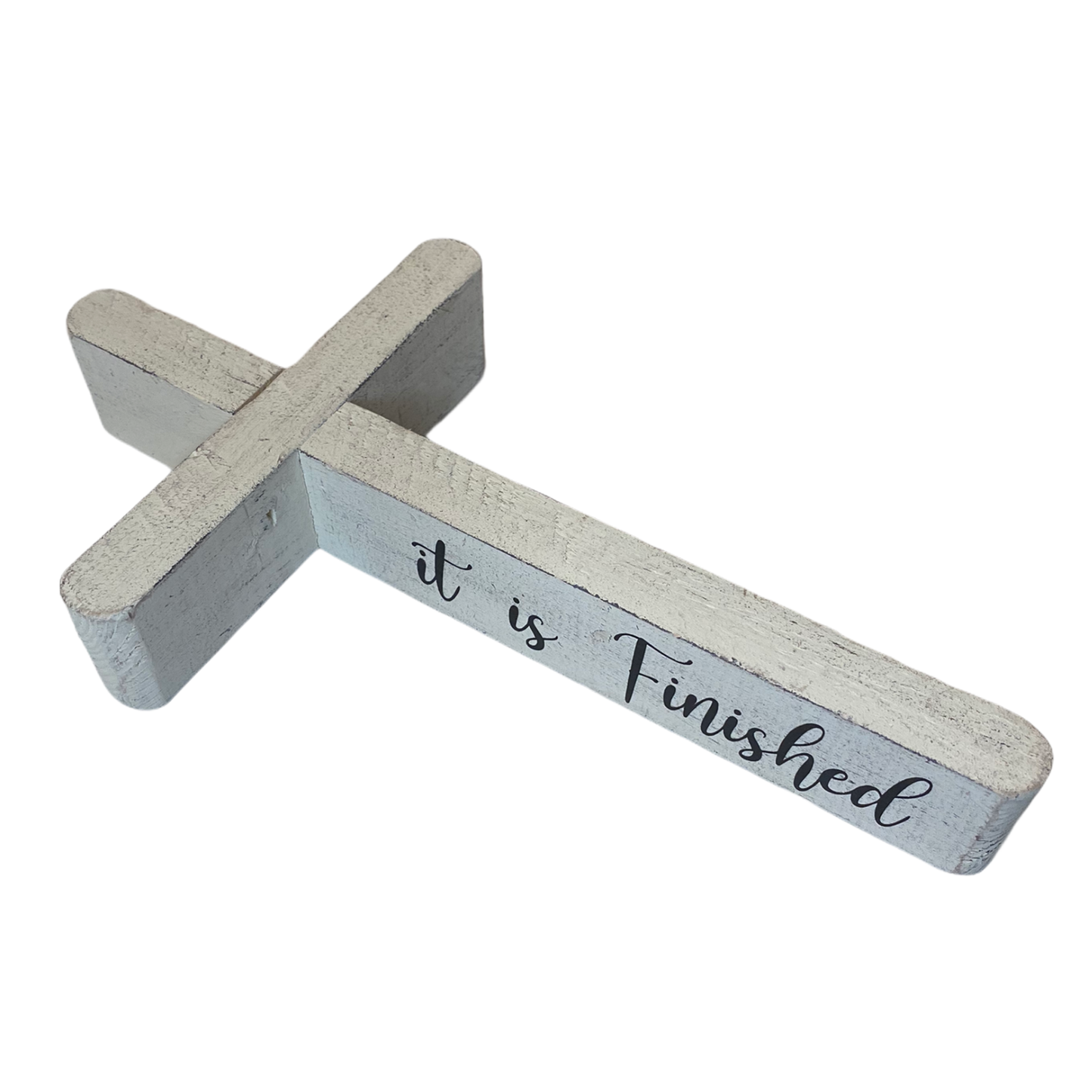 Wood Cross - It is Finished (White Finish)