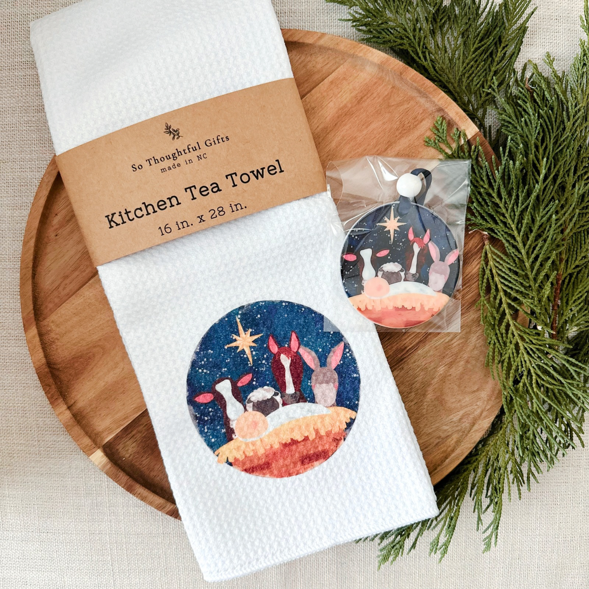 Christmas Gift Set - Nativity Animal | Towel & Ornament