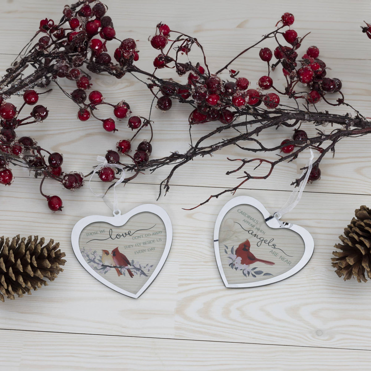 Cardinals Appear - 4.75" Mirrored Glass Ornament