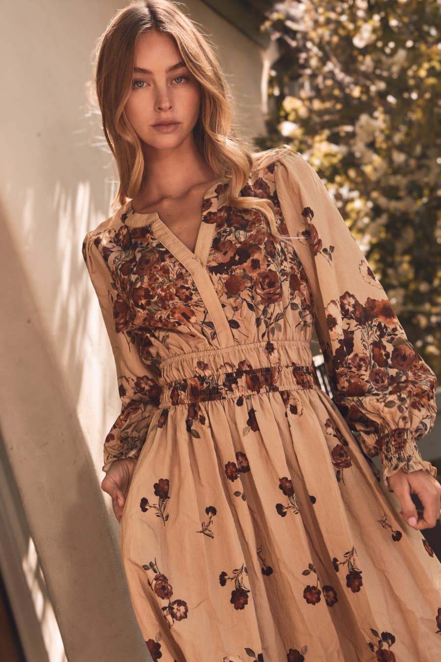 PLUS SIZE Floral Border Printed Midi Dress