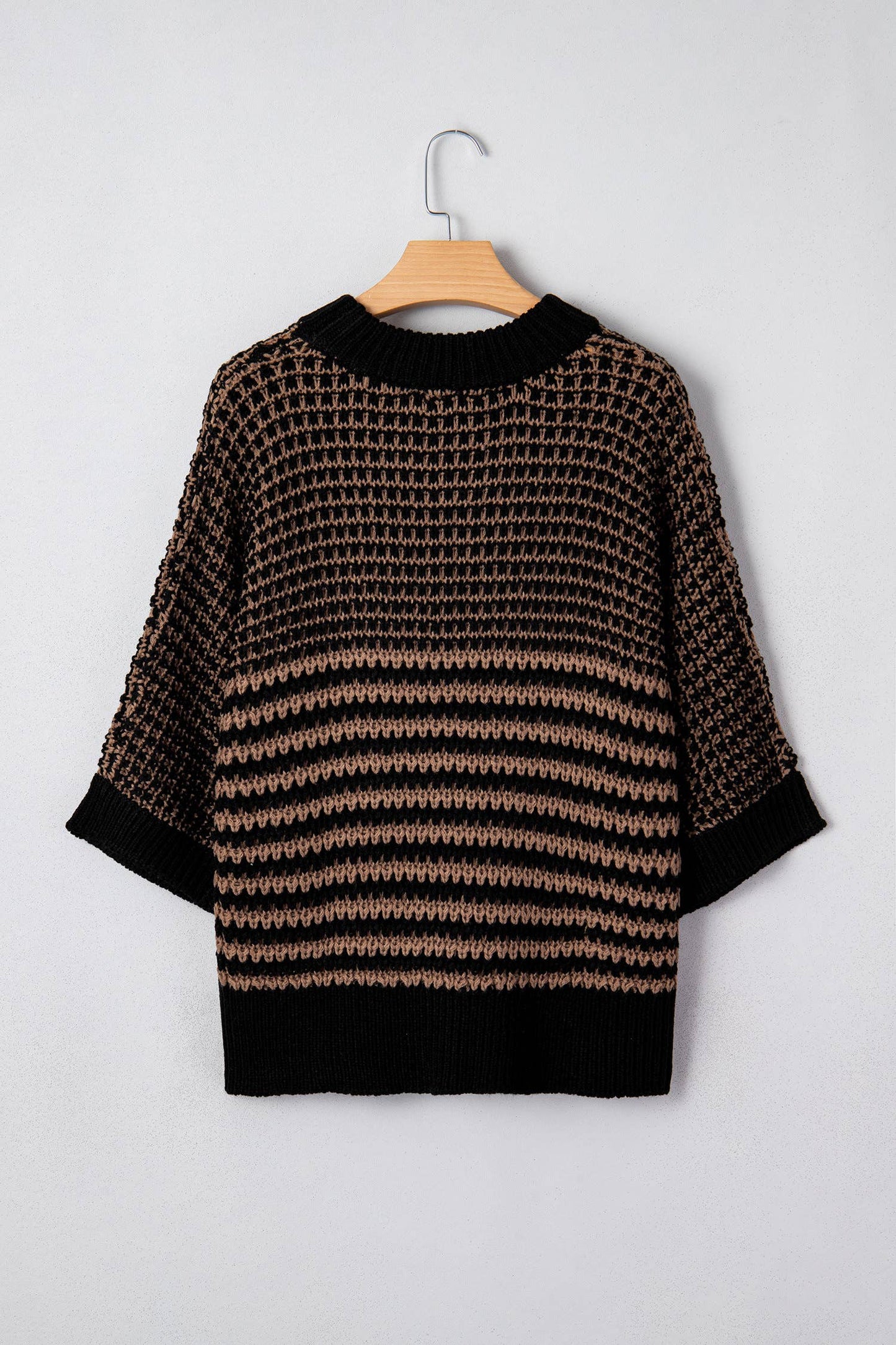 66 Stripe 3/4 Draped Sleeve Slouchy Sweater (S-XL)