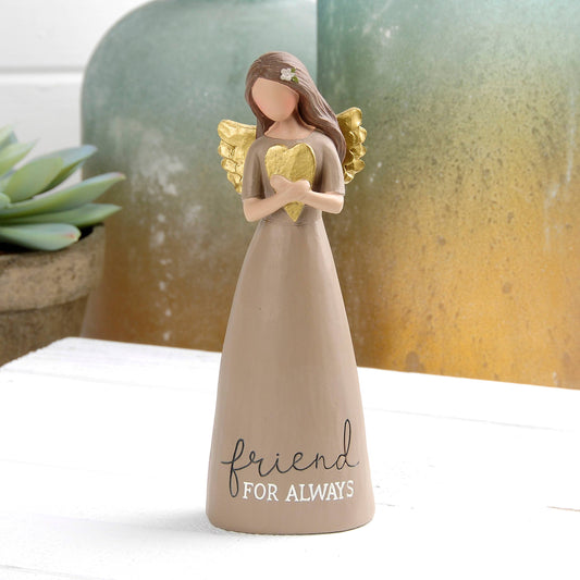 “Friend For Always” Angel Holding Gold Heart