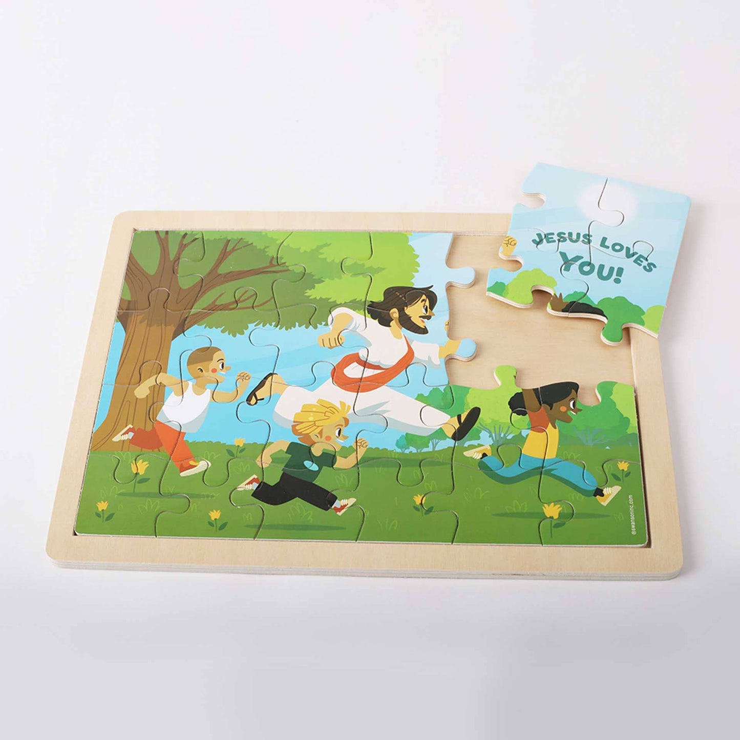 Puzzle Wood Jigsaw Jesus Playing