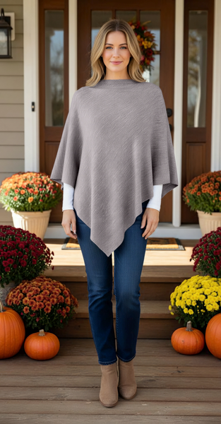 Everyday Neutral Bordeaux Poncho Wrap