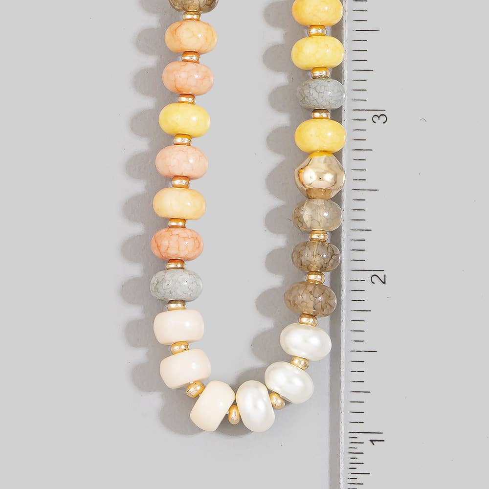 Smooth Stone Rondelle Beaded Strand Necklace