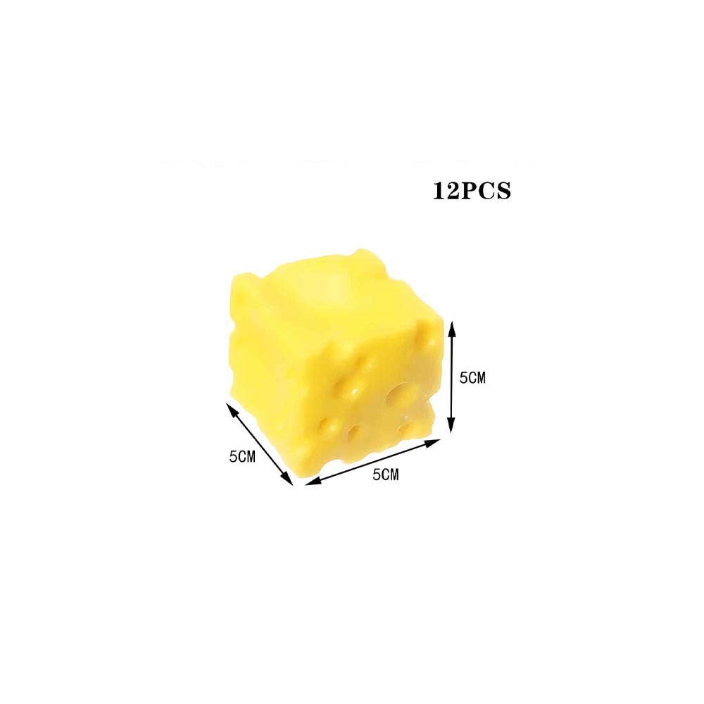 12PCS - Cheese Cube Squeeze Squishy Stress Relief Toy