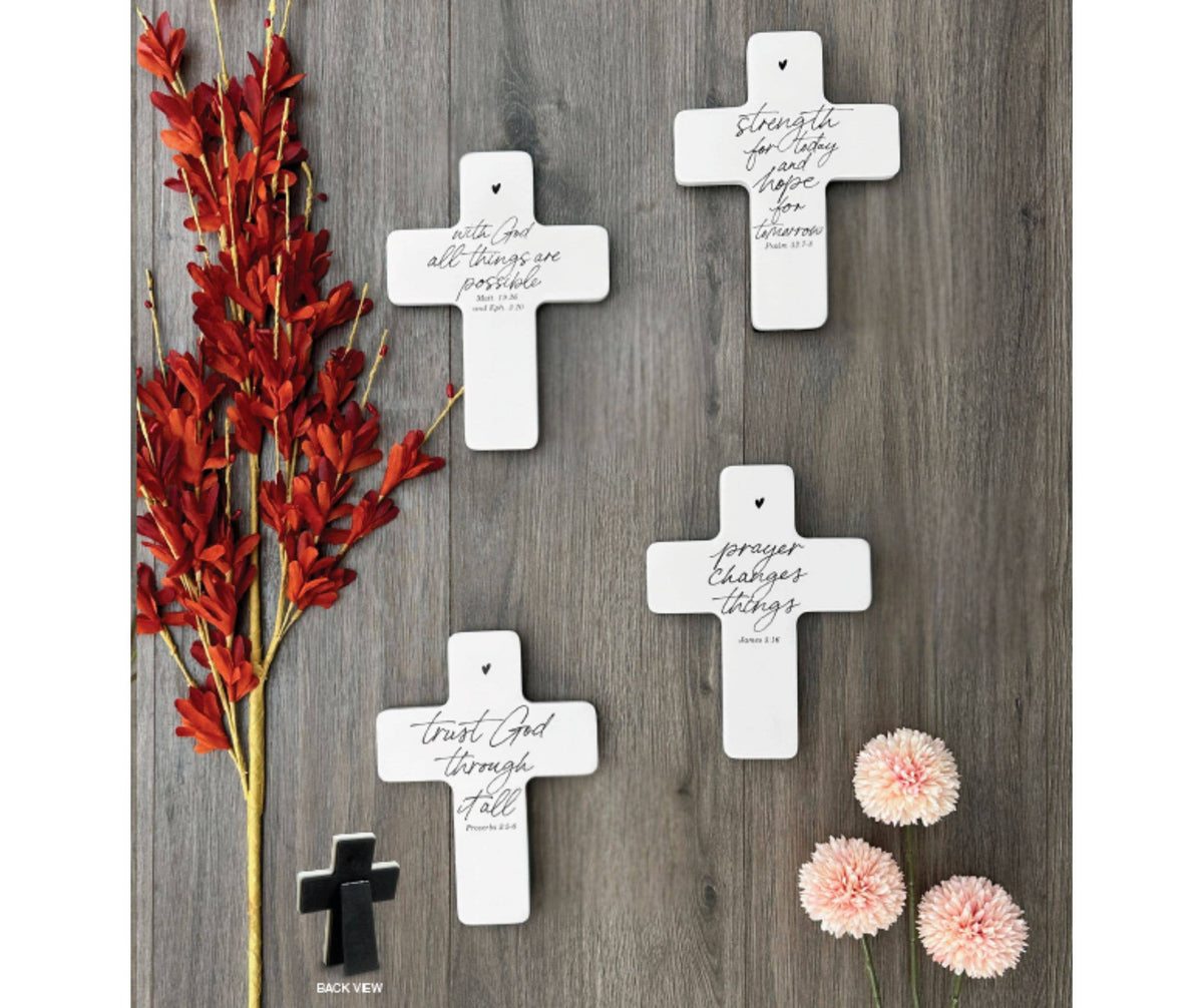 LCP Tabletop Cross White With God All Things